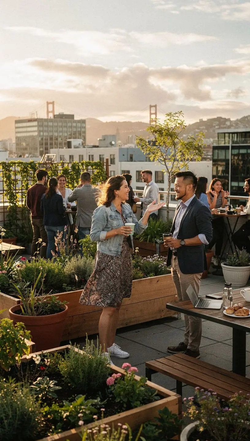 Local community members discussing environmental initiatives.